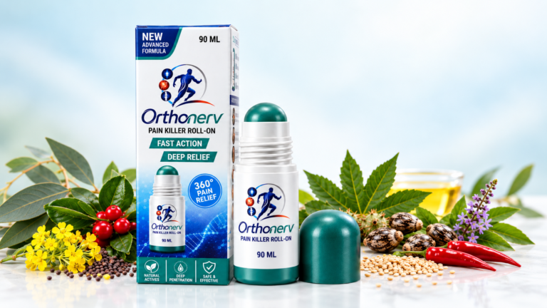 Orthonerv Roll-On with Ayurvedic oils and botanical ingredients